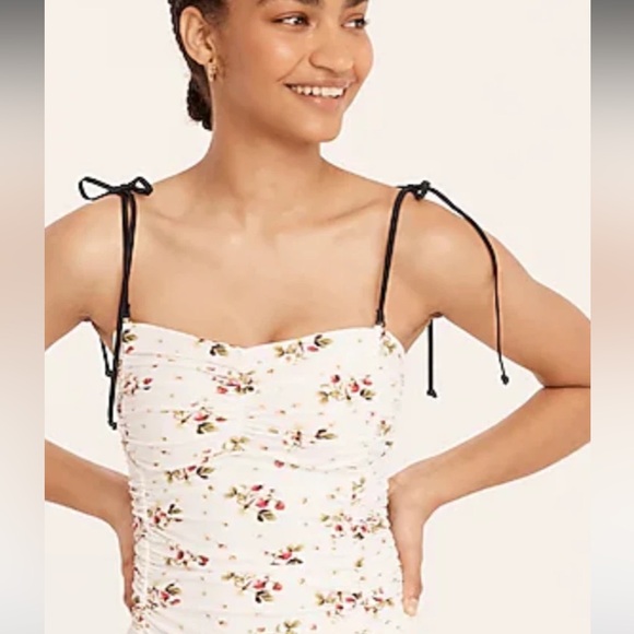 J. Crew Other - J.Crew Ruched Removable Straps Strawberry Print Swimsuit